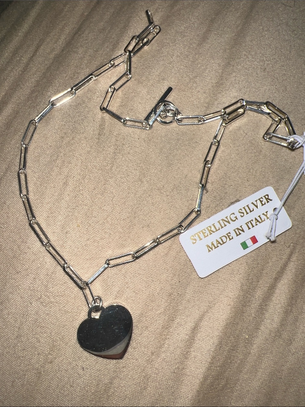 Sterling Silver Heart Pendant Necklace - Made in Italy - Silver
